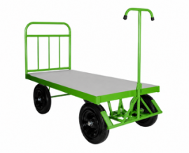 Carrinho plataforma em chapa lisa com grade